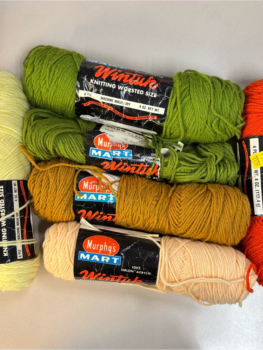 Vintage Murphy’s Mart Wintuk Yarn Lot 6 Skeins Orlon Acrylic Worsted USA